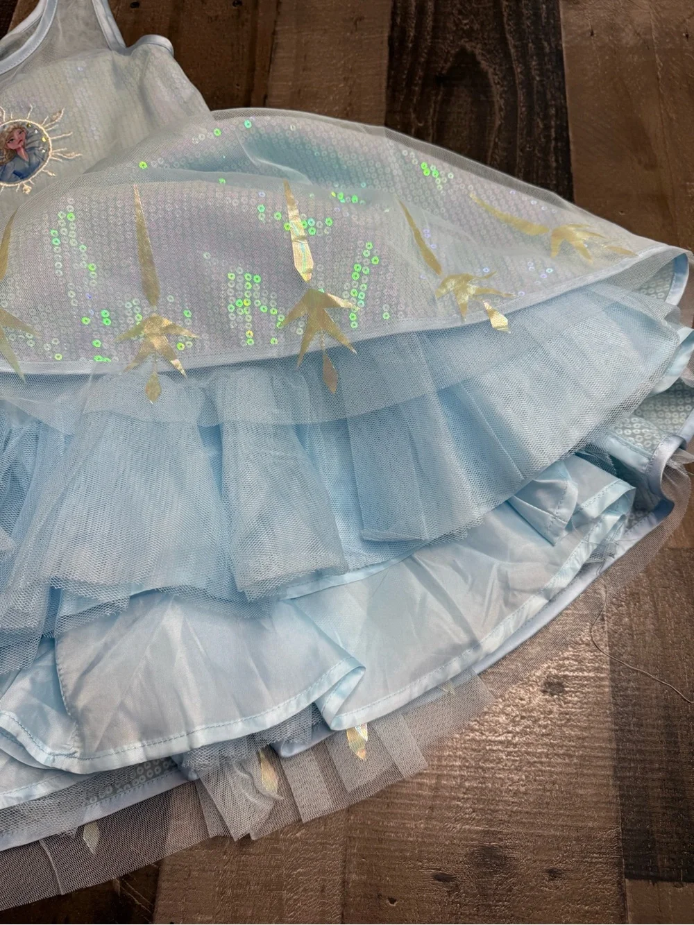 Like New Disney Light Blue Elsa Tulle Dress with Mesh Overlay 5/6